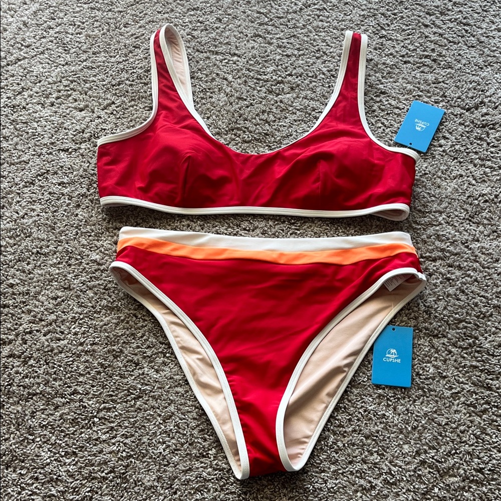 Cupshe Red and Orange Bikini Set
